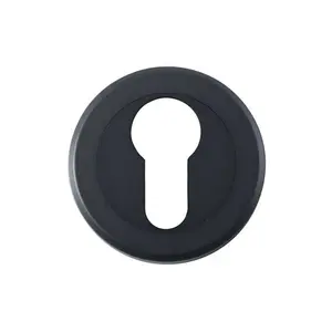 50mm Euro Profile Round Escutcheon Beveled Edge Concealed Fix Matt Black