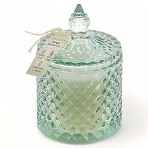 URBNLIVING 230g Nuage Patchouli Cloud Fragranced Scented Wax Candle in Geo Glass Jar with Lid 35 Hour Burn Time Wick