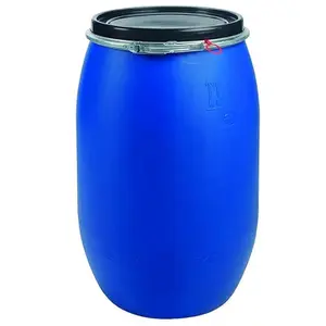 Large 120L Plastic Blue Open Top Food Grade Keg Barrel Storage Drums With Ring Latch & Lid