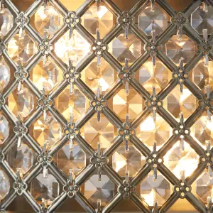 Anson Lighting Stockton 2lt Wall light finished in Antique brass plate and clear crystal