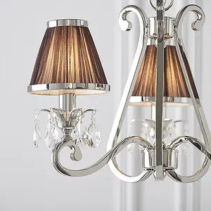 Luminosa Oksana 3 Light Multi Arm Ceiling Pendant Chandelier Polished Nickel, E14