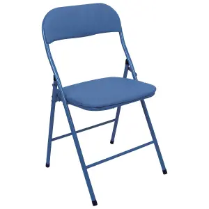 Fabric Padded Metal Folding Chair - Blue