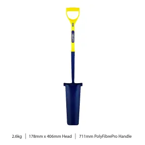 Pegdev - PDL Carters Newcastle Drainer Grafter Post Shovel Spade - Poly Fibre c/w Lug, Solid Forged for Superior Strength