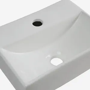 Nes Home 375mm x 110mm Bathroom Peregrine Cloakroom Counter Top or Wall Hung Ceramic Basin Sink and Fittings