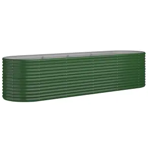 Berkfield Garden Planter Powder-coated Steel 296x80x68 cm Green