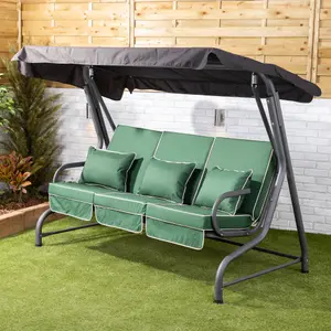 Alfresia Roma Swing Seat with Green Luxury Cushions