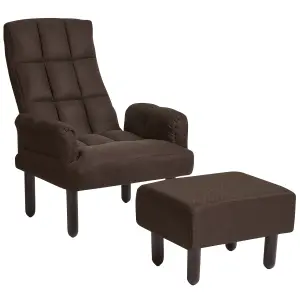 Recliner Chair OLAND with Footstool Linen Dark Brown