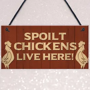 Red Ocean Novelty Chicken Coop Hanging Sign Chicken Sign Gift Novelty Garden Decor Signs