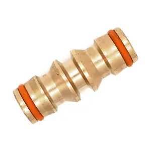 Brass Double Male Hose Connector Coupler Extender for Join Garden Hose Pipe Tube (Pack of 1)