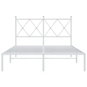 Berkfield Metal Bed Frame without Mattress with Headboard White 120x200cm