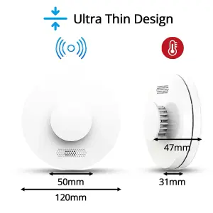 SAFE-TECH Slim Design Home Interlinked Smoke Alarm with Tamperproof 10 Year Battery