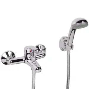 Chrome Wall Mounted Bath Shower Mixer Tap Modern Bathroom