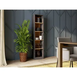 Albee Bookcase Anthracite/Artisan Oak / (5 Shelves) 182cm H x 40cm W x 32cm D