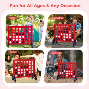 Costway Giant 4-to-Score Game Set Freestanding 4-in-A-Row Game Set w/ Carrying Bag