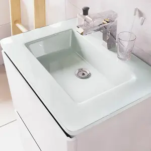 Bridge 595mm Single Bathroom Vanity with Integrated Glass Basin White / White