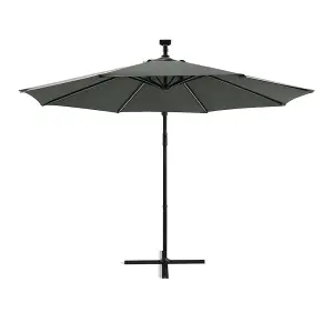 3M Cantilever Parasol with Lights and Black HDPE Fillable Parasol Base