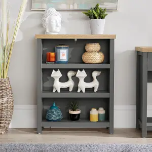 Home Source Avon Low 3 Shelves Bookcase Storage Unit Graphite Grey