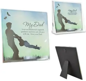 Glass Mirror Hanging Wall Plaque Reflection Box Gift Set Home With Stand Picture Message My Dad