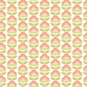 Hoopla Walls Retro Flower Apricot Mix Smooth Matt Wallpaper