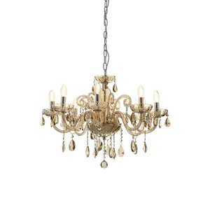 Interiors by Premier Murano 8 Bulb Chrome/Cognac Glass Chandelier