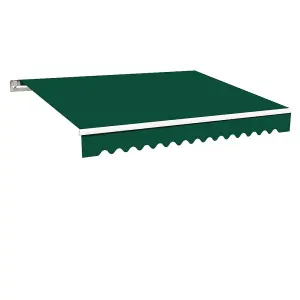 SunDaze 3.5 x 2.5m Manual Awning Retractable Garden Patio Canopy Sun Shade Shelter with Fittings and Crank Handle Green