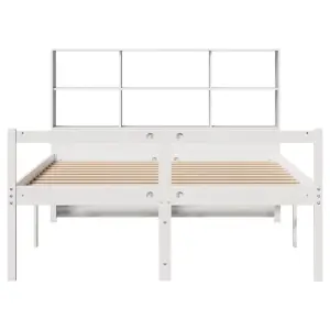 Berkfield Bookcase Bed without Mattress White 135x190 cm Double Solid Wood Pine