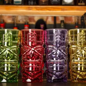 Bar Bespoke Coloured Tiki Highball Glass - Set of 4