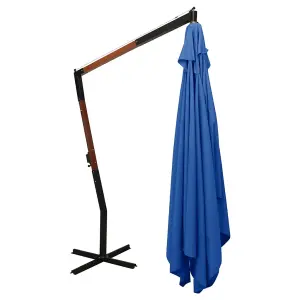 Berkfield Cantilever Umbrella with Wooden Pole 400x300 cm Azure Blue