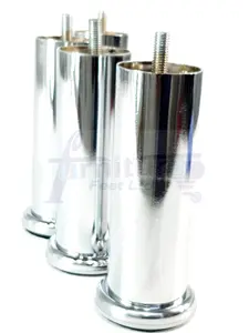 Furniture Legs Sofa Legs Set of 4 Modern Metal Chrome Round Cabinet Legs Replacement Feet Cabinet Cupboard Sofa Chair M10 Bolt