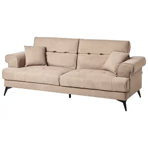 3 Seater Fabric Sofa Light Brown SKIVE