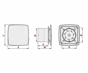 Modern Bathroom Extractor Fan 100mm with Stainless Steel Panel