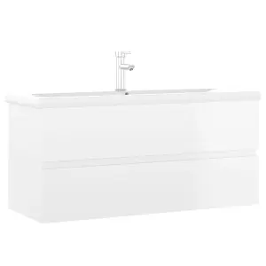 Berkfield Sink Cabinet with Built-in Basin High Gloss White Engineered Wood