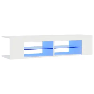 Berkfield TV Cabinet with LED Lights White 135x39x30 cm