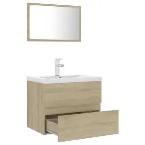 Berkfield Bathroom Furniture Set Sonoma Oak Engineered Wood