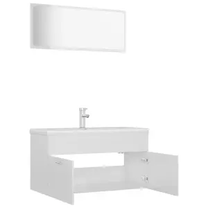 Berkfield Bathroom Furniture Set High Gloss White Engineered Wood