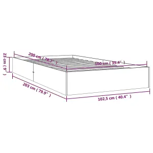 Berkfield Bed Frame White Solid Wood 100x200 cm