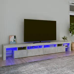 Berkfield TV Cabinet with LED Lights Concrete Grey 260x36.5x40 cm