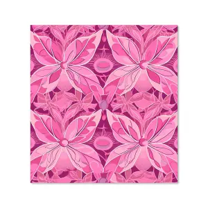 Pink Abstract Floral Design Premium Glass Kitchen Splashback W700mm x H650mm