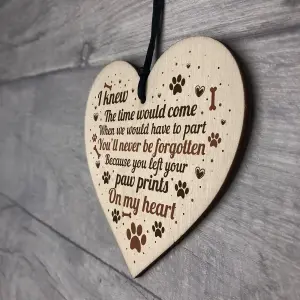 Red Ocean Pet Memorial Dog Cat Tribute Plaque Wooden Heart Grave Christmas Memorial Bauble Paw Prints On Heart Gift