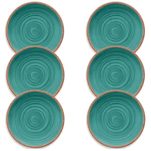 Purely Home Rustic Swirl Turquoise Melamine Dinner Plates - Set of 6