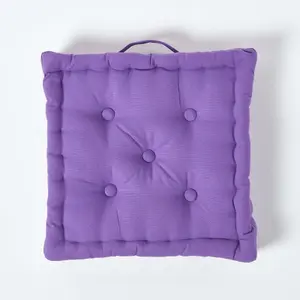 Homescapes Cotton Purple Floor Cushion, 40 x 40 cm