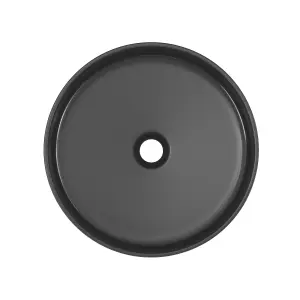 GoodHome Samal Matt Black Round Counter top Basin