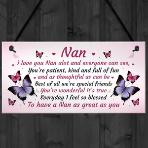 Nan Gift For Birthday Xmas Hanging Plaque Gift For Nan From Grandchildren Grandparent Gift