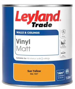 Leyland Trade Vinyl Matt Walls & Ceilings Emulsion Paint Sun Yellow (RAL 1037) 1L