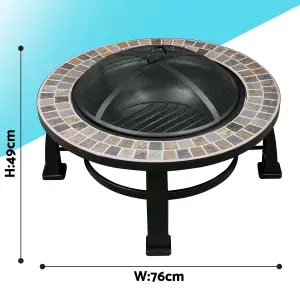 30" Deluxe Traditional Style Fire Pit with Slate Top - DG111