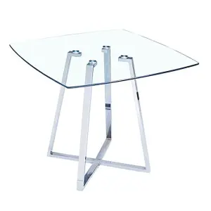 Melito Square Glass Dining Table With 4 Ravenna White Chairs