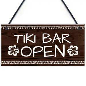 Red Ocean Tiki Bar Open Sign For Home Bar Man Cave Novelty Garden Decor Plaque Gifts