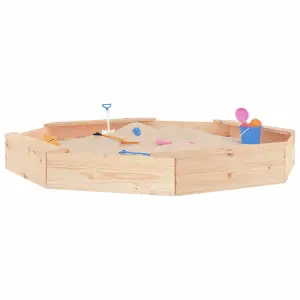 Berkfield Sandbox with Seats Octagon Solid Wood Pine