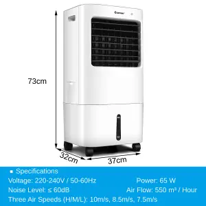 Costway 3 in 1 Evaporative Air Cooler Humidifier W/ 20L Water Tank & 3 Modes