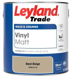 Leyland Trade Vinyl Matt Walls & Ceilings Emulsion Paint Best Beige (PPG15-16) 2.5L